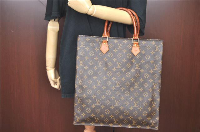 Authentic Louis Vuitton Monogram Sac Plat Hand Bag M51140 LV 9039B