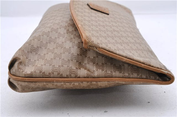 Authentic CELINE Macadam Blason Pattern Clutch Bag Purse PVC Leather Beige 9039C