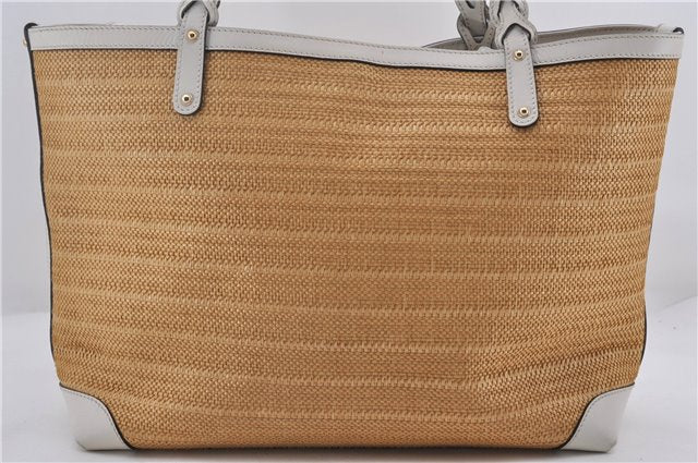 Authentic GUCCI Craft Shoulder Tote Bag Purse Straw Leather 247209 Beige 9040D