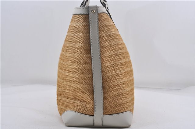 Authentic GUCCI Craft Shoulder Tote Bag Purse Straw Leather 247209 Beige 9040D