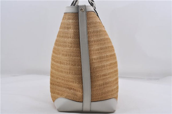Authentic GUCCI Craft Shoulder Tote Bag Purse Straw Leather 247209 Beige 9040D
