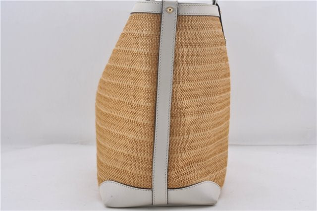 Authentic GUCCI Craft Shoulder Tote Bag Purse Straw Leather 247209 Beige 9040D