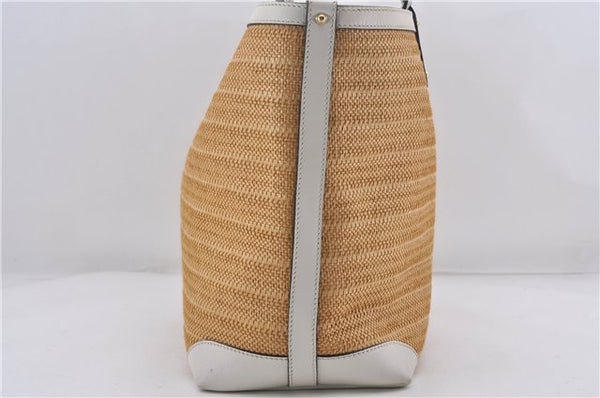 Authentic GUCCI Craft Shoulder Tote Bag Purse Straw Leather 247209 Beige 9040D