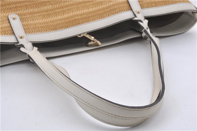 Authentic GUCCI Craft Shoulder Tote Bag Purse Straw Leather 247209 Beige 9040D