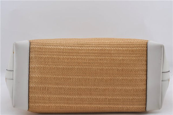 Authentic GUCCI Craft Shoulder Tote Bag Purse Straw Leather 247209 Beige 9040D