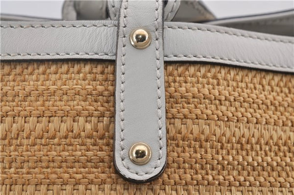 Authentic GUCCI Craft Shoulder Tote Bag Purse Straw Leather 247209 Beige 9040D