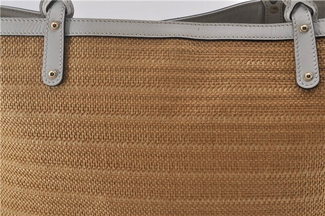 Authentic GUCCI Craft Shoulder Tote Bag Purse Straw Leather 247209 Beige 9040D
