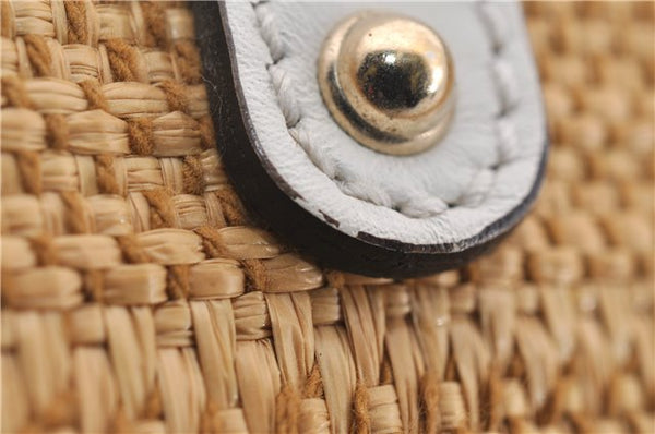 Authentic GUCCI Craft Shoulder Tote Bag Purse Straw Leather 247209 Beige 9040D