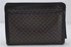 Authentic CELINE Macadam Blason Clutch Hand Bag PVC Leather Black 9040E