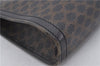 Authentic CELINE Macadam Blason Clutch Hand Bag PVC Leather Black 9040E