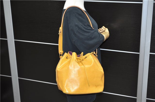 Authentic Louis Vuitton Epi Petit Noe Shoulder Bag Yellow M44109 LV 9045C