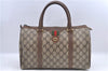 Authentic GUCCI Web Sherry Line Hand Boston Bag GG PVC Leather Brown 9046B