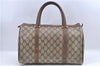 Authentic GUCCI Web Sherry Line Hand Boston Bag GG PVC Leather Brown 9046B