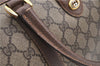 Authentic GUCCI Web Sherry Line Hand Boston Bag GG PVC Leather Brown 9046B