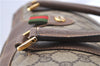 Authentic GUCCI Web Sherry Line Hand Boston Bag GG PVC Leather Brown 9046B