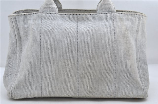 Authentic PRADA Canapa M Canvas 2Way Tote Hand Bag Light Gray 9051D