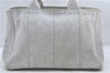 Authentic PRADA Canapa M Canvas 2Way Tote Hand Bag Light Gray 9051D