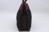 Authentic HERMES Fourre Tout PM Hand Tote Bag Canvas Black Wine Red 9060D