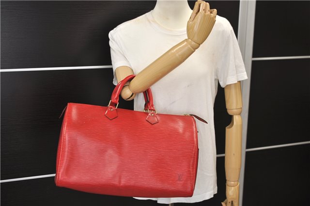 Authentic Louis Vuitton Epi Speedy 35 Hand Boston Bag Red M42997 LV 9061E