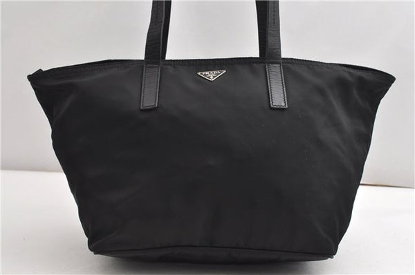 Authentic PRADA Vintage Nylon Tessuto Leather Shoulder Tote Bag Black 9062F