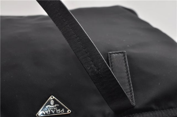 Authentic PRADA Vintage Nylon Tessuto Leather Shoulder Tote Bag Black 9062F