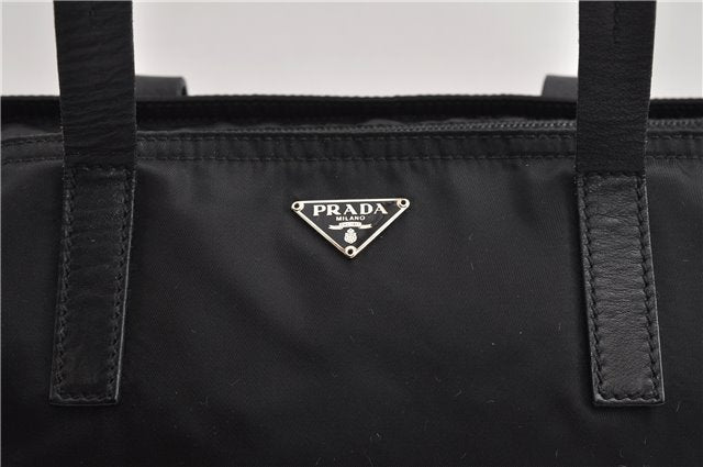 Authentic PRADA Vintage Nylon Tessuto Leather Shoulder Tote Bag Black 9062F