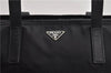 Authentic PRADA Vintage Nylon Tessuto Leather Shoulder Tote Bag Black 9062F