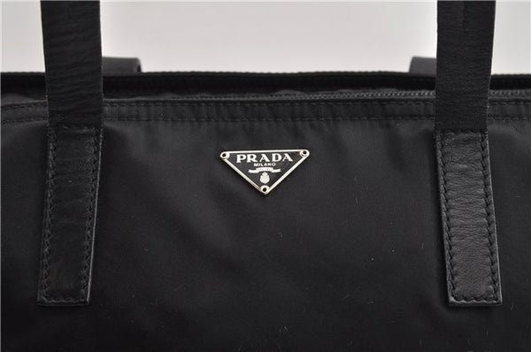 Authentic PRADA Vintage Nylon Tessuto Leather Shoulder Tote Bag Black 9062F