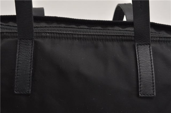 Authentic PRADA Vintage Nylon Tessuto Leather Shoulder Tote Bag Black 9062F