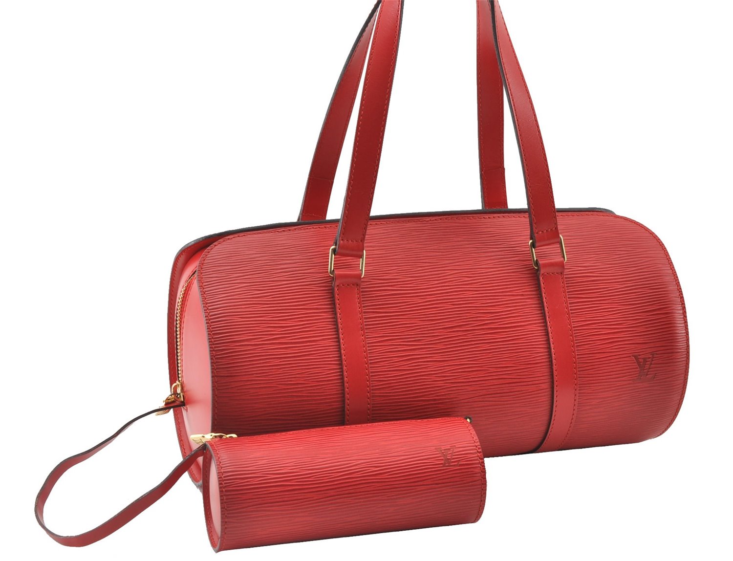 Authentic Louis Vuitton Epi Soufflot Hand Bag Red M52227 LV 9065F