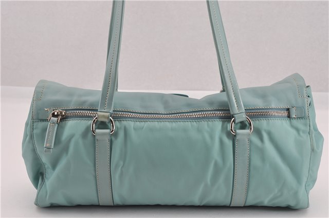 Authentic PRADA Nylon Tessuto Leather Shoulder Hand Bag Purse Light Blue 9066F