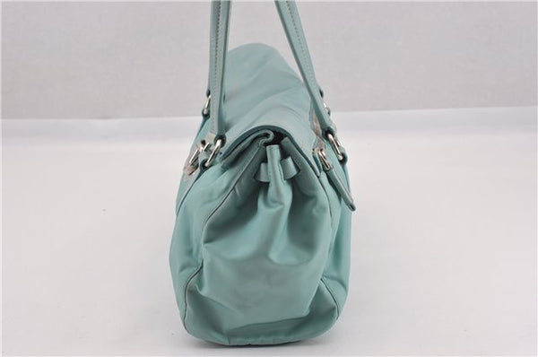 Authentic PRADA Nylon Tessuto Leather Shoulder Hand Bag Purse Light Blue 9066F
