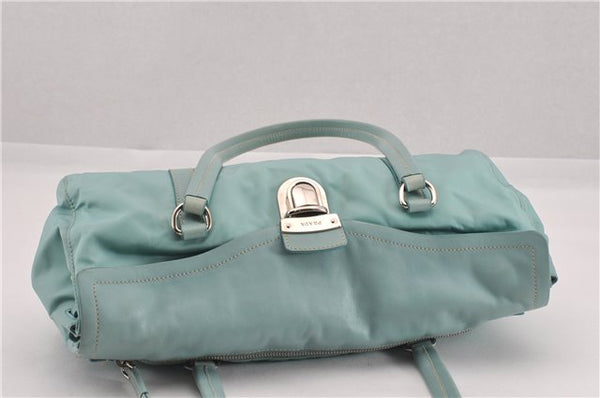 Authentic PRADA Nylon Tessuto Leather Shoulder Hand Bag Purse Light Blue 9066F