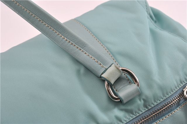 Authentic PRADA Nylon Tessuto Leather Shoulder Hand Bag Purse Light Blue 9066F
