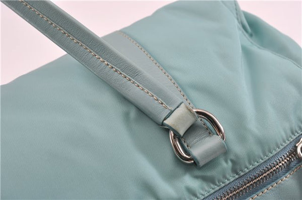 Authentic PRADA Nylon Tessuto Leather Shoulder Hand Bag Purse Light Blue 9066F