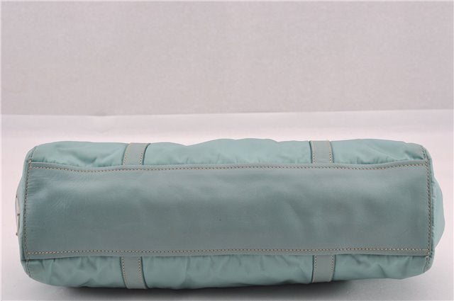 Authentic PRADA Nylon Tessuto Leather Shoulder Hand Bag Purse Light Blue 9066F