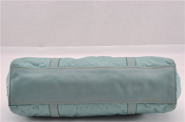 Authentic PRADA Nylon Tessuto Leather Shoulder Hand Bag Purse Light Blue 9066F