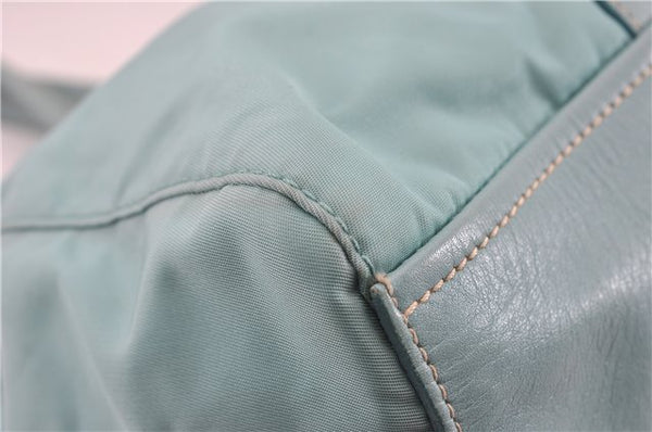 Authentic PRADA Nylon Tessuto Leather Shoulder Hand Bag Purse Light Blue 9066F
