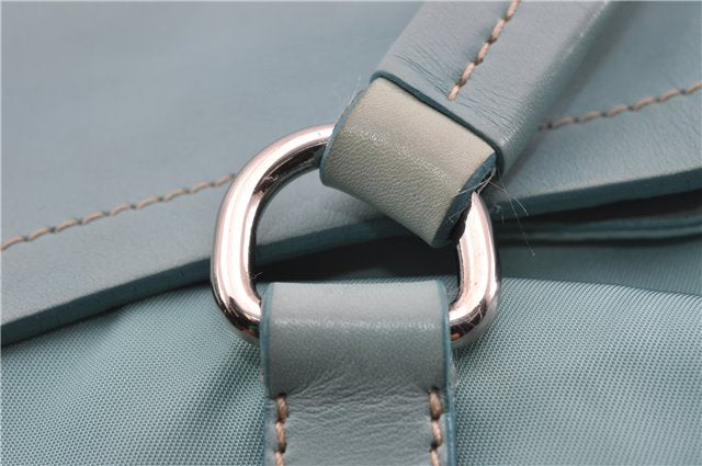 Authentic PRADA Nylon Tessuto Leather Shoulder Hand Bag Purse Light Blue 9066F