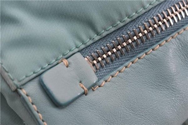Authentic PRADA Nylon Tessuto Leather Shoulder Hand Bag Purse Light Blue 9066F