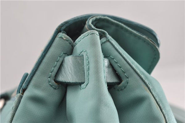 Authentic PRADA Nylon Tessuto Leather Shoulder Hand Bag Purse Light Blue 9066F