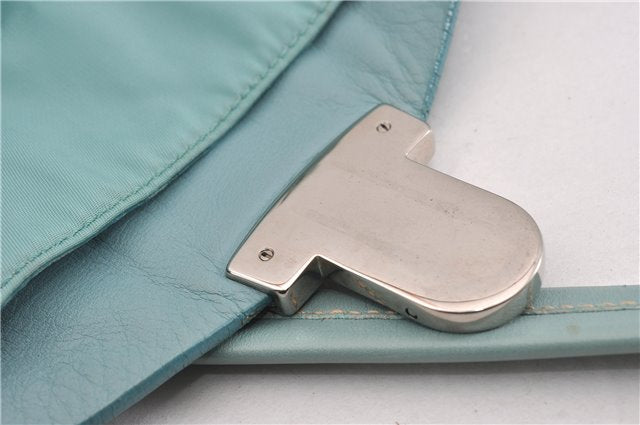 Authentic PRADA Nylon Tessuto Leather Shoulder Hand Bag Purse Light Blue 9066F