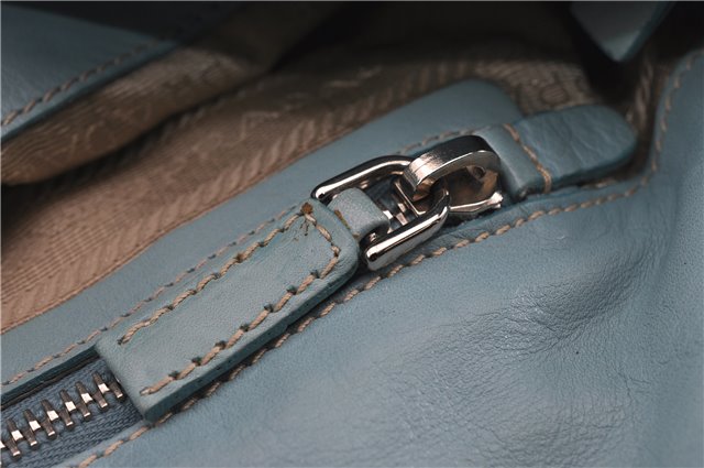 Authentic PRADA Nylon Tessuto Leather Shoulder Hand Bag Purse Light Blue 9066F