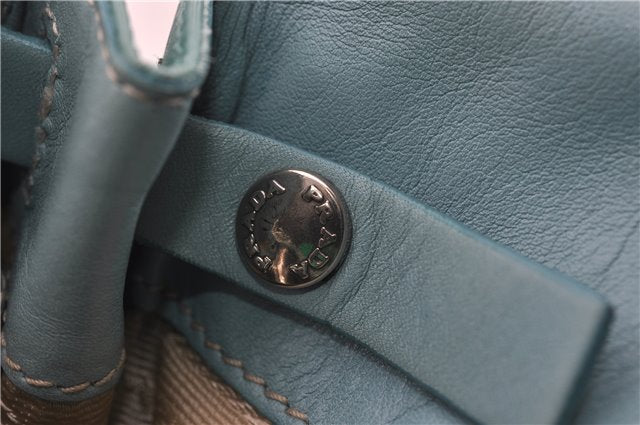Authentic PRADA Nylon Tessuto Leather Shoulder Hand Bag Purse Light Blue 9066F