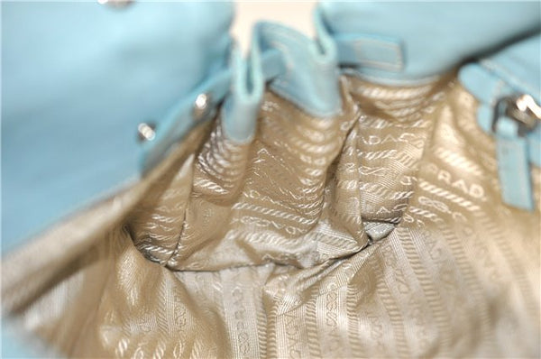 Authentic PRADA Nylon Tessuto Leather Shoulder Hand Bag Purse Light Blue 9066F
