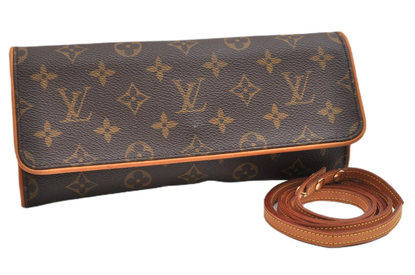 Authentic Louis Vuitton Monogram Pochette Twin GM Shoulder Bag M51852 LV 9068F