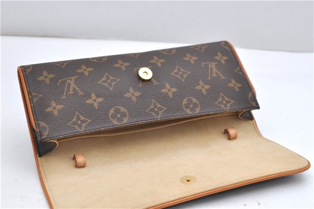 Authentic Louis Vuitton Monogram Pochette Twin GM Shoulder Bag M51852 LV 9068F