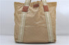 Authentic GUCCI Shoulder Tote Bag GG Nylon Leather 189669 Beige Brown 9077D