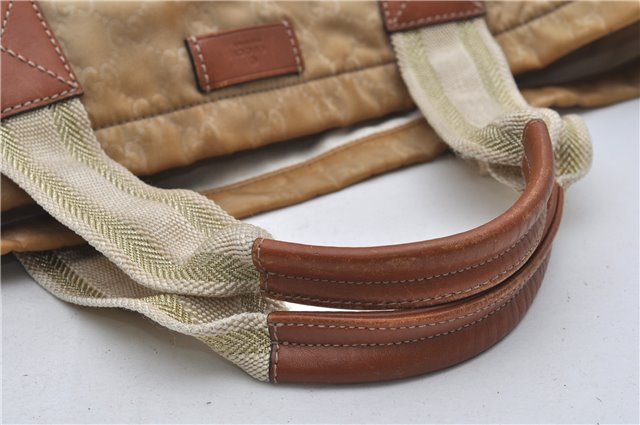Authentic GUCCI Shoulder Tote Bag GG Nylon Leather 189669 Beige Brown 9077D