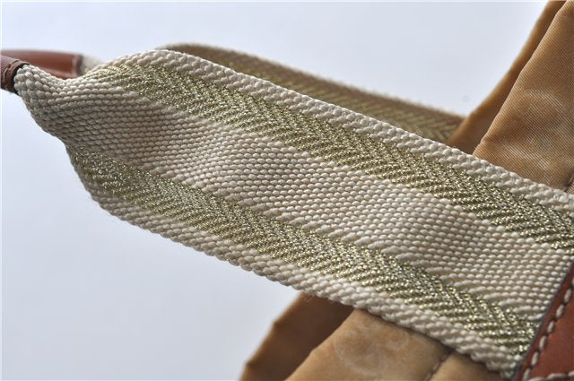 Authentic GUCCI Shoulder Tote Bag GG Nylon Leather 189669 Beige Brown 9077D